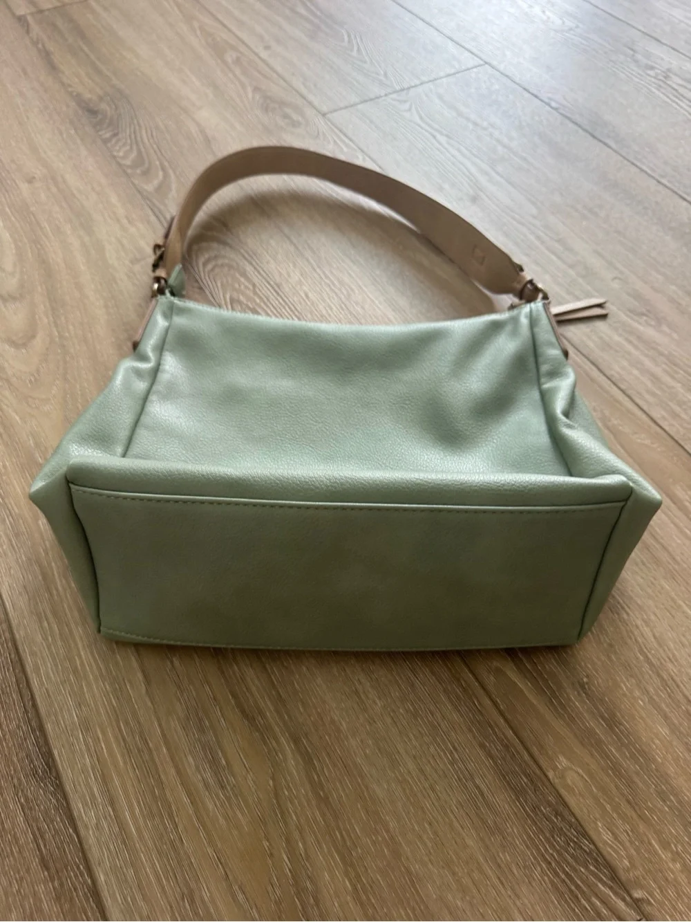 Market & Spruce Mint Green Leather Shoulder Bag with Tan Strap